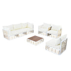 Ensemble de mobilier de patio 7 pièces, ensemble de mobilier de conversation résistant aux intempéries, ensemble de canapé d'angle pour patio avec coussins et table basse