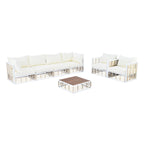 Ensemble de mobilier de patio 7 pièces, ensemble de mobilier de conversation résistant aux intempéries, ensemble de canapé d'angle pour patio avec coussins et table basse