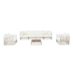 Ensemble de mobilier de patio 7 pièces, ensemble de mobilier de conversation résistant aux intempéries, ensemble de canapé d'angle pour patio avec coussins et table basse
