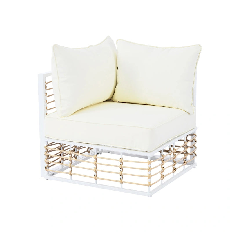 Ensemble de mobilier de patio 7 pièces, ensemble de mobilier de conversation résistant aux intempéries, ensemble de canapé d'angle pour patio avec coussins et table basse