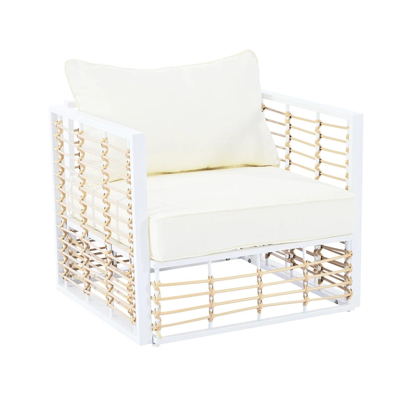 Ensemble de mobilier de patio 7 pièces, ensemble de mobilier de conversation résistant aux intempéries, ensemble de canapé d'angle pour patio avec coussins et table basse