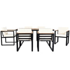 Ensemble de salle à manger et chaises d'extérieur 7 pièces en bois d'acacia, table à manger en bois avec trou pour parasol, chaises avec coussins amovibles