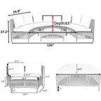 Ensemble de mobilier de jardin 5 pièces, canapé d'angle en rotin PE résistant aux intempéries avec table en verre trempé