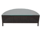 Ensemble de mobilier de jardin 5 pièces, canapé d'angle en rotin PE résistant aux intempéries avec table en verre trempé