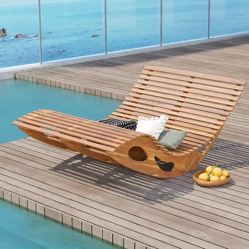 Gymax Lot de 2 chaises longues doubles d'extérieur pour 2 personnes avec dossier haut à lattes