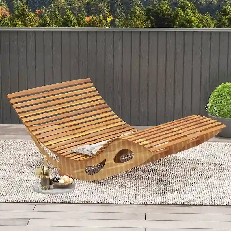 Gymax Lot de 2 chaises longues doubles d'extérieur pour 2 personnes avec dossier haut à lattes