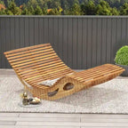 Gymax Lot de 2 chaises longues doubles d'extérieur pour 2 personnes avec dossier haut à lattes