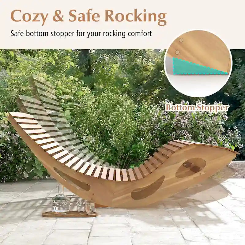 Gymax Lot de 2 chaises longues doubles d'extérieur pour 2 personnes avec dossier haut à lattes