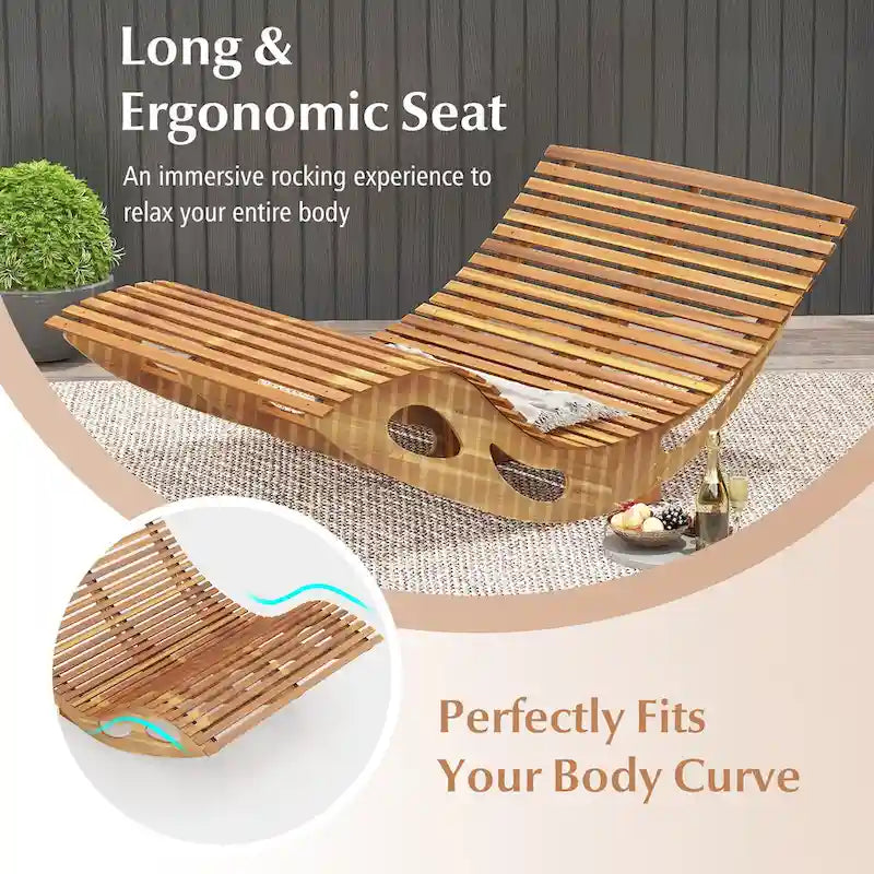 Gymax Lot de 2 chaises longues doubles d'extérieur pour 2 personnes avec dossier haut à lattes