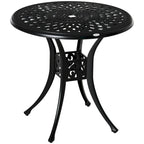 30  Round Patio Dining Table with Umbrella Hole, Antique Cast Aluminum Outdoor Bistro Table Only, Black