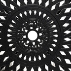 Table de jardin ronde de 76 cm avec trou pour parasol, style bistro d'extérieur en fonte d'aluminium antique, noire.