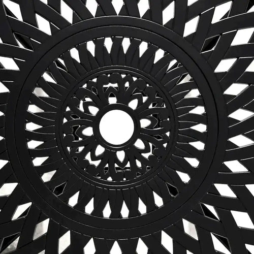 Table de jardin ronde de 76 cm avec trou pour parasol, style bistro d'extérieur en fonte d'aluminium antique, noire.