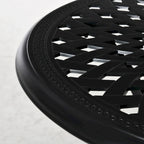 Table de jardin ronde de 76 cm avec trou pour parasol, style bistro d'extérieur en fonte d'aluminium antique, noire.