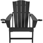 Chaise Adirondack pliante Yaheetech en PEHD avec porte-gobelet, idéale pour une terrasse ou un foyer extérieur.