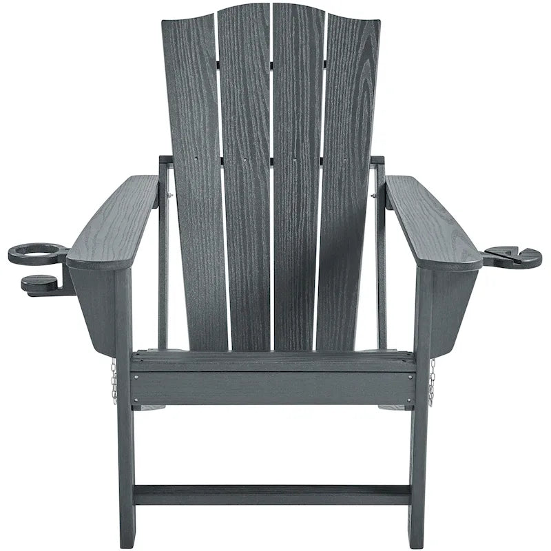 Chaise Adirondack pliante Yaheetech en PEHD avec porte-gobelet, idéale pour une terrasse ou un foyer extérieur.