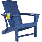 Chaise Adirondack pliante Yaheetech en PEHD avec porte-gobelet, idéale pour une terrasse ou un foyer extérieur.