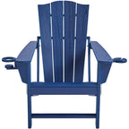Chaise Adirondack pliante Yaheetech en PEHD avec porte-gobelet, idéale pour une terrasse ou un foyer extérieur.