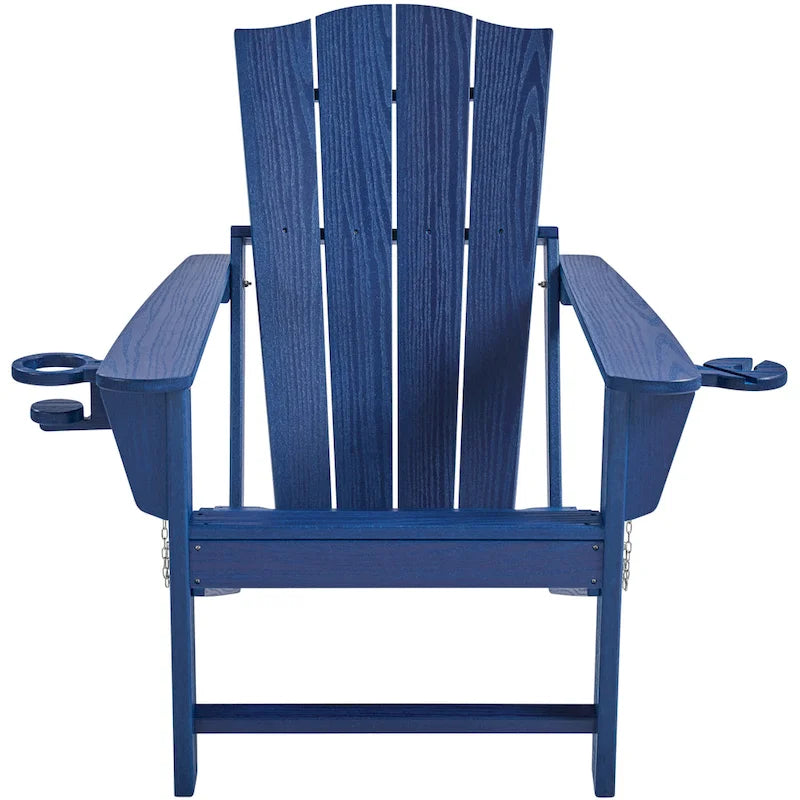 Chaise Adirondack pliante Yaheetech en PEHD avec porte-gobelet, idéale pour une terrasse ou un foyer extérieur.