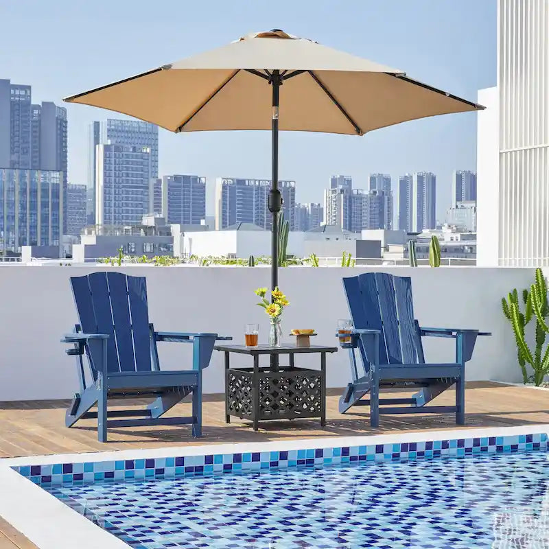 Chaise Adirondack pliante Yaheetech en PEHD avec porte-gobelet, idéale pour une terrasse ou un foyer extérieur.