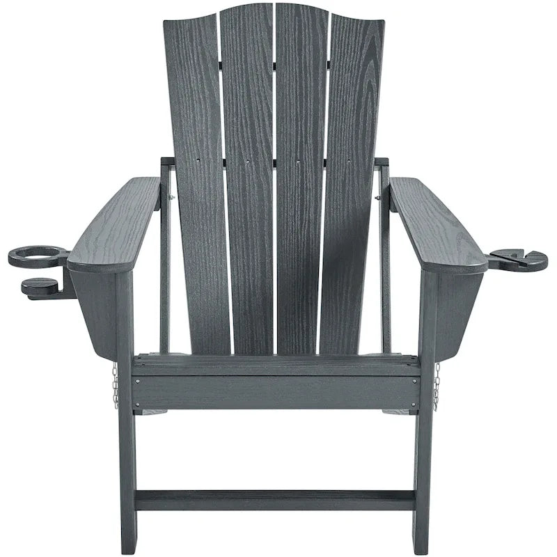 Chaise Adirondack pliante Yaheetech en PEHD avec porte-gobelet, idéale pour une terrasse ou un foyer extérieur.