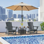 Chaise Adirondack pliante Yaheetech en PEHD avec porte-gobelet, idéale pour une terrasse ou un foyer extérieur.