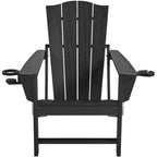 Chaise Adirondack pliante Yaheetech en PEHD avec porte-gobelet, idéale pour une terrasse ou un foyer extérieur.