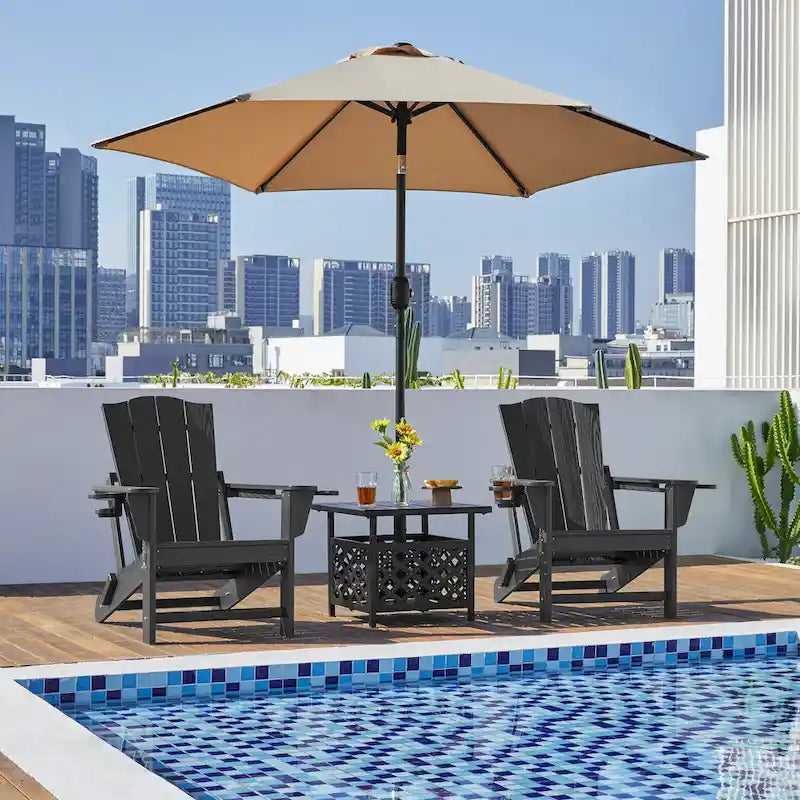 Chaise Adirondack pliante Yaheetech en PEHD avec porte-gobelet, idéale pour une terrasse ou un foyer extérieur.