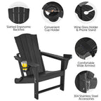 Chaise Adirondack pliante Yaheetech en PEHD avec porte-gobelet, idéale pour une terrasse ou un foyer extérieur.