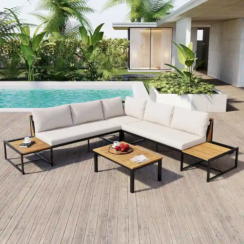 Ensemble de canapé d'extérieur 4 pièces avec coussins imperméables