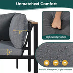 Ensemble de canapé d'extérieur 4 pièces avec coussins imperméables