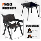 Ensemble de 3 chaises de patio en osier Costway, mobilier en rotin avec système de fixation rapide - Voir les détails