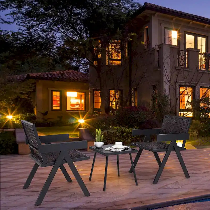 Ensemble de 3 chaises de patio en osier Costway, mobilier en rotin avec système de fixation rapide - Voir les détails