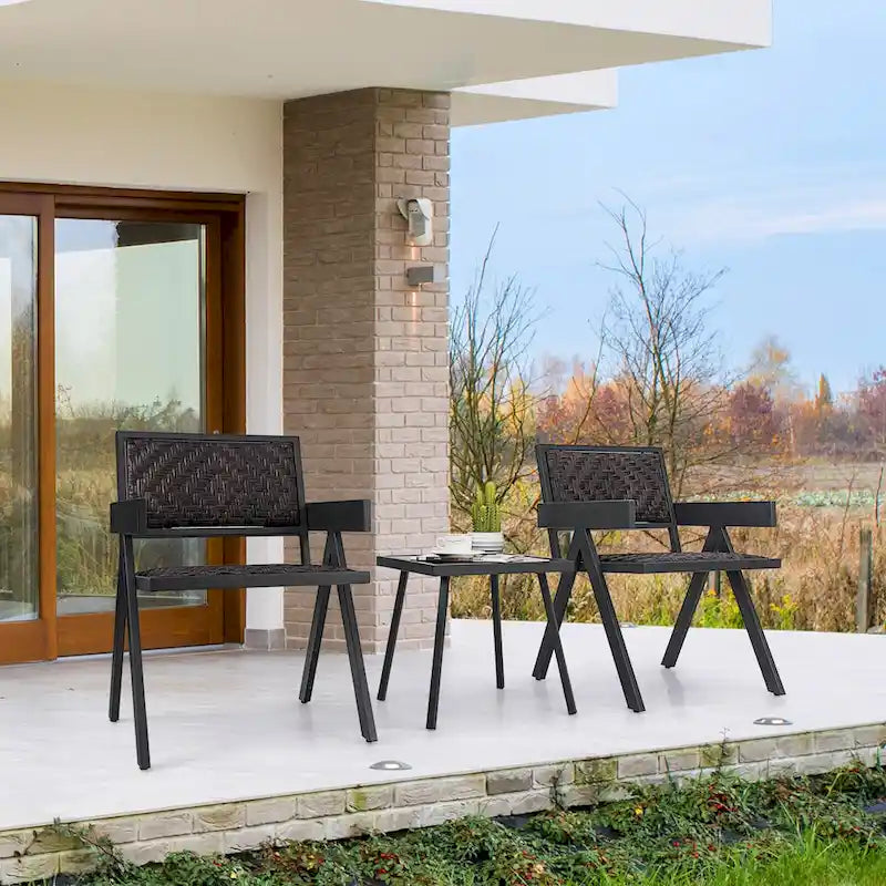 Ensemble de 3 chaises de patio en osier Costway, mobilier en rotin avec système de fixation rapide - Voir les détails