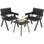 Ensemble de 3 chaises de patio en osier Costway, mobilier en rotin avec système de fixation rapide - Voir les détails