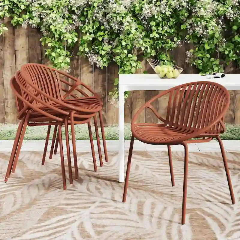 Chaises de salle à manger de patio empilables avec un design respirant