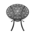 GDFStudio - Table ronde d'extérieur Carter en aluminium moulé, finitions classiques et trou pour parasol
