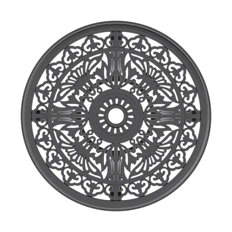 GDFStudio - Table ronde d'extérieur Carter en aluminium moulé, finitions classiques et trou pour parasol