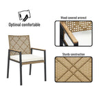 Ensemble de salle à manger d'extérieur 5 pièces résistant aux intempéries avec trou pour parasol et plateau de table en bois d'acacia