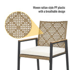 Ensemble de salle à manger d'extérieur 5 pièces résistant aux intempéries avec trou pour parasol et plateau de table en bois d'acacia