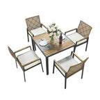 Ensemble de salle à manger d'extérieur 5 pièces résistant aux intempéries avec trou pour parasol et plateau de table en bois d'acacia