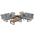 Ensemble de canapé d'angle modulable d'extérieur avec table basse, table d'appoint et sièges inclinables réglables
