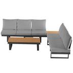 Ensemble de canapé d'angle modulable d'extérieur avec table basse, table d'appoint et sièges inclinables réglables