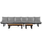 Ensemble de canapé d'angle modulable d'extérieur avec table basse, table d'appoint et sièges inclinables réglables