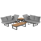Ensemble de canapé d'angle modulable d'extérieur avec table basse, table d'appoint et sièges inclinables réglables