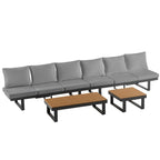 Ensemble de canapé d'angle modulable d'extérieur avec table basse, table d'appoint et sièges inclinables réglables