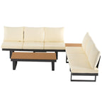 Ensemble de canapé d'angle modulable d'extérieur avec table basse, table d'appoint et sièges inclinables réglables