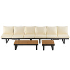 Ensemble de canapé d'angle modulable d'extérieur avec table basse, table d'appoint et sièges inclinables réglables