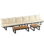 Ensemble de canapé d'angle modulable d'extérieur avec table basse, table d'appoint et sièges inclinables réglables
