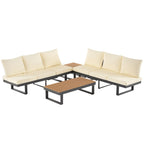 Ensemble de canapé d'angle modulable d'extérieur avec table basse, table d'appoint et sièges inclinables réglables