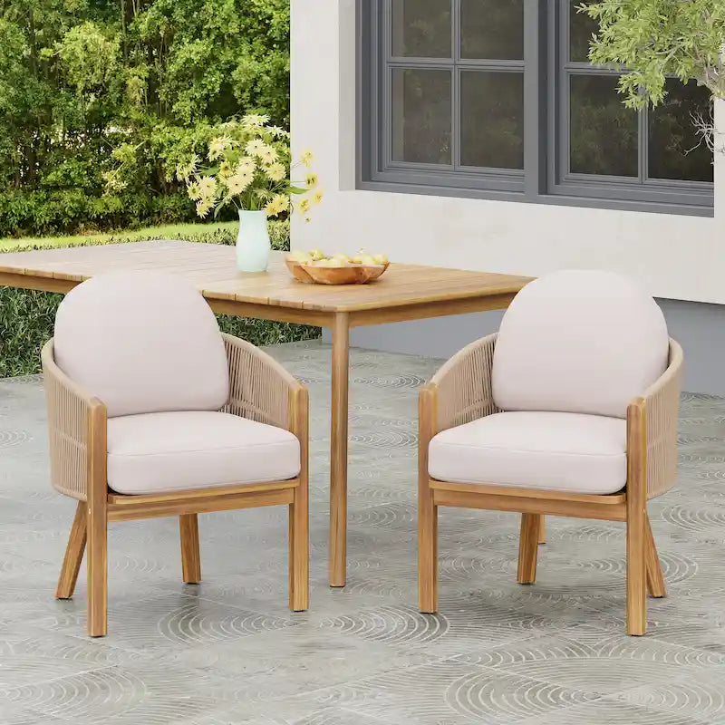 Christopher Knight Home - Chaise de salle à manger d'extérieur Eleanor en bois d'acacia (lot de 2)